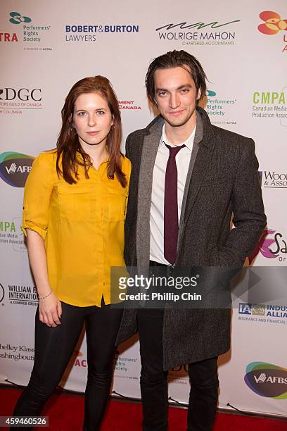 Actors Magda Apanowicz and Richard Harmon arrive at the 2014 UBCP/ACTRA Awards at the Vancouver Playhouse on November 22, 2014 in Vancouver, Canada.
