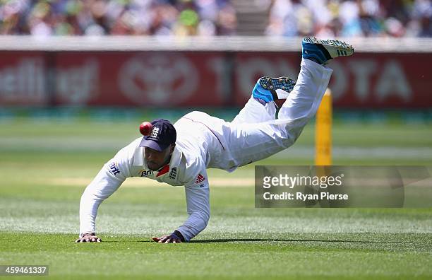 Michael Carberry of England fields during day two of the Fourth Ashes Test Match between Australia and England at Melbourne Cricket Ground on...