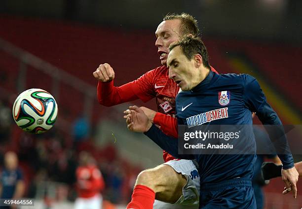 Denis Glushakov of Spartak Moscow in action during the Russian Premier League football match between Spartak Moscow v Mordovia Saransk in Moscow,...