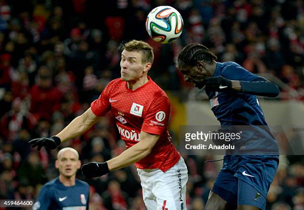 Sergei Parshivlyuk of Spartak Moscow in action during the Russian Premier League football match between Spartak Moscow v Mordovia Saransk in Moscow,...