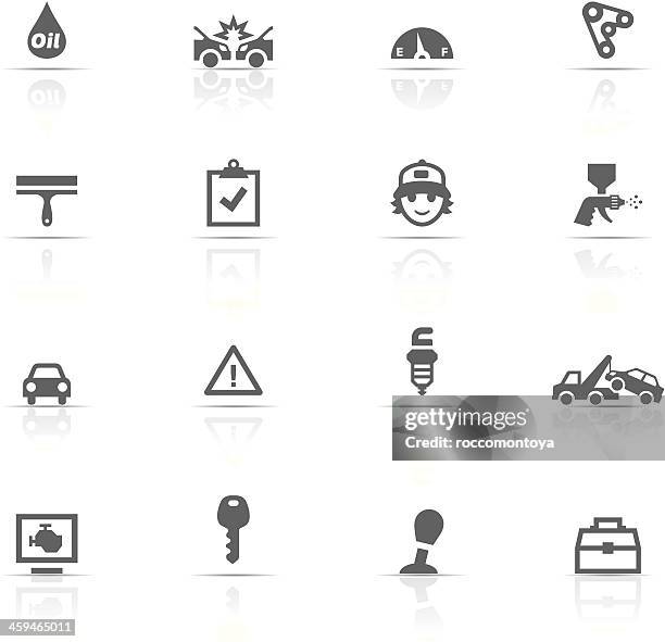 icon set, auto service - gas station attendant stock illustrations