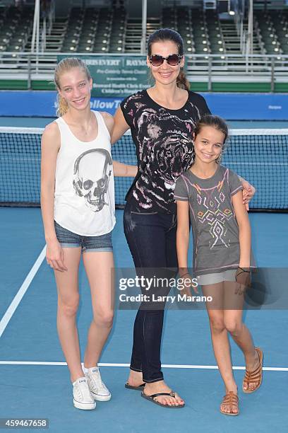 Victoria Navratilova, Julia Lemigova and Emma Navratilova pose at the 25th Annual Chris Evert/Raymond James Pro-Celebrity Tennis Classic at Delray...