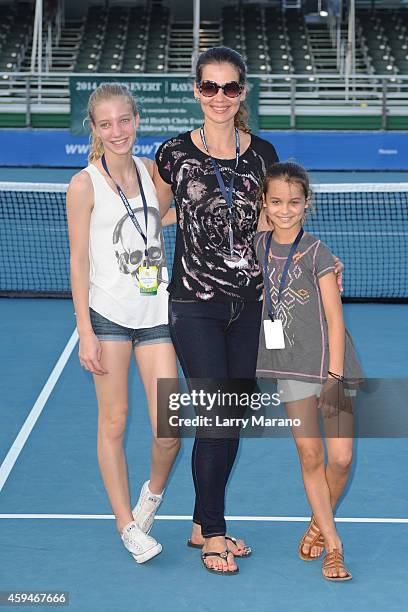 Victoria Navratilova, Julia Lemigova and Emma Navratilova pose at the 25th Annual Chris Evert/Raymond James Pro-Celebrity Tennis Classic at Delray...