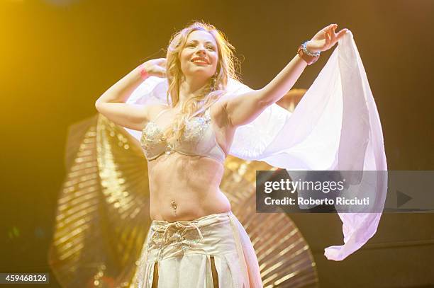 Dancer performs on Gold Stage during Light Night at George Street on November 23, 2014 in Edinburgh, Scotland.