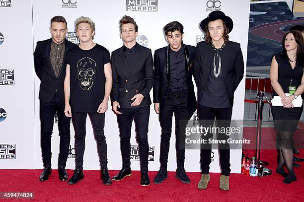 Musicians Liam Payne, Niall Horan, Louis Tomlinson, Zayn Malik and Harry Styles of One Direction attend the 2014 American Music Awards at Nokia...