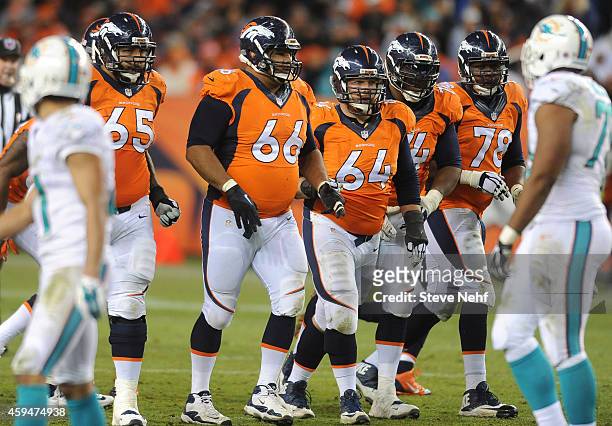The Denver Broncos offensive line, Louis Vasquez, Manny Ramirez, Will Montgomery, Orlando Franklin and Ryan Clady, turned in a better performance...