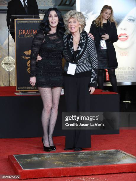 Cher and her mother Georgia Holt attend Cher's hand and footprint ceremony at Grauman's Chinese Theatre on November 18, 2010 in Hollywood, California.