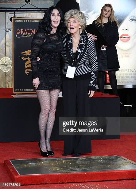 Cher and her mother Georgia Holt attend Cher's hand and footprint ceremony at Grauman's Chinese Theatre on November 18, 2010 in Hollywood, California.