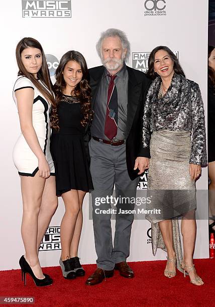 Musician Bob Weir of the Grateful Dead with Monet Weir, Chloe Weir and Natascha Weir attend the 2014 American Music Awards at Nokia Theatre L.A. Live...