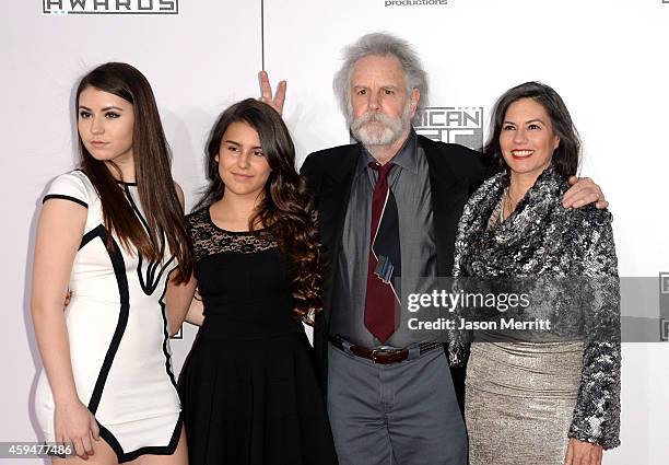 Musician Bob Weir of the Grateful Dead with Monet Weir, Chloe Weir and Natascha Weir attend the 2014 American Music Awards at Nokia Theatre L.A. Live...