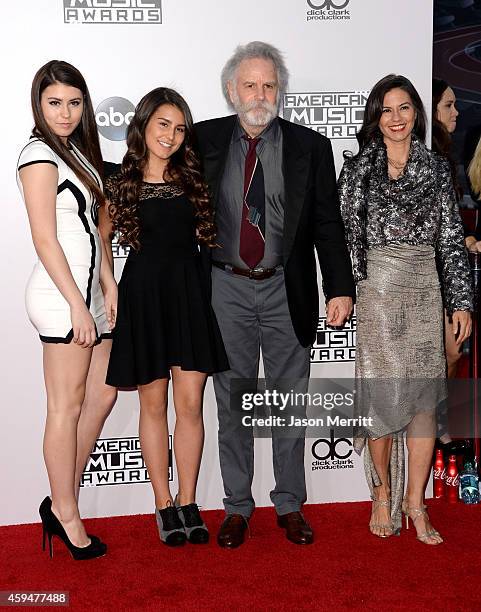 Musician Bob Weir of the Grateful Dead with Monet Weir, Chloe Weir and Natascha Weir attend the 2014 American Music Awards at Nokia Theatre L.A. Live...