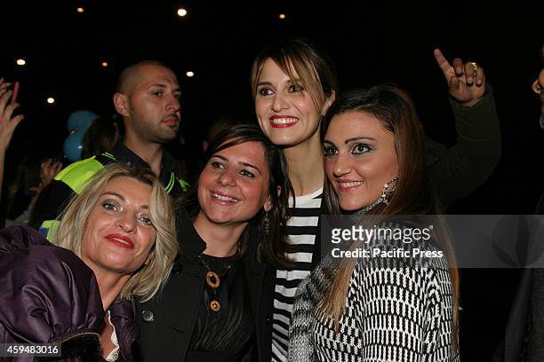 Paola Cortellesi with her fans in Naples during the filmscreening of their latest movie "SCUSATE SE ESISTO!", now released in cinemas.