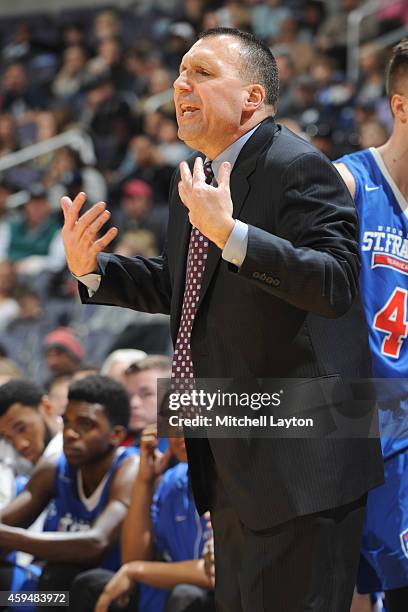 Jalen Cannon of the St. Francis Terriers looks on during a college basketball game against the St. Francis Terriers at the Verizon Center on November...