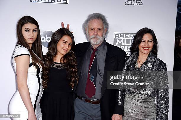 Musician Bob Weir of the Grateful Dead with Monet Weir, Chloe Weir and Natascha Weir attend the 2014 American Music Awards at Nokia Theatre L.A. Live...