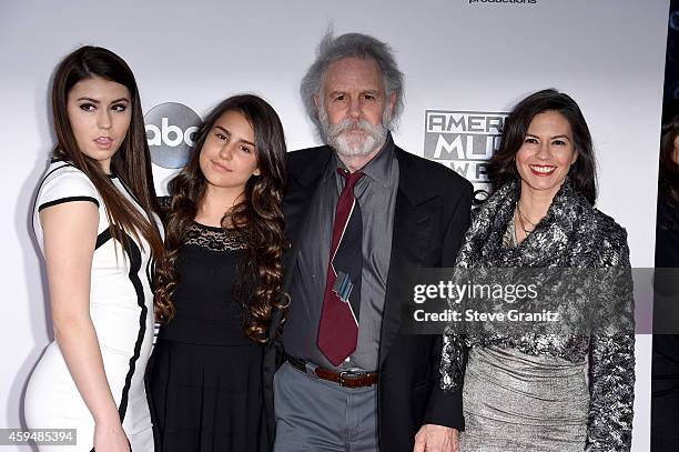 Musician Bob Weir of the Grateful Dead with Monet Weir, Chloe Weir and Natascha Weir attend the 2014 American Music Awards at Nokia Theatre L.A. Live...