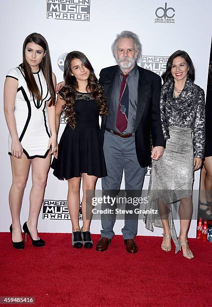 Musician Bob Weir of the Grateful Dead with Monet Weir, Chloe Weir and Natascha Weir attend the 2014 American Music Awards at Nokia Theatre L.A. Live...