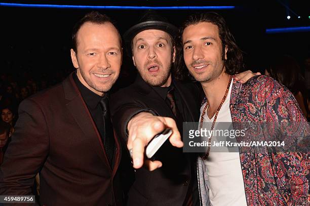 Actor/singer Donnie Wahlberg, musicians Gavin DeGraw and Nasri attend the 2014 American Music Awards at Nokia Theatre L.A. Live on November 23, 2014...