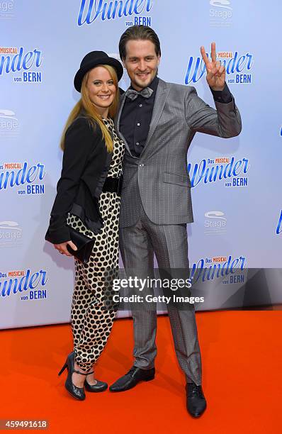 Alexander Klaws and Nadja Scheiwiller attend the 'Das Wunder von Bern' musical premiere on November 23, 2014 in Hamburg, Germany.