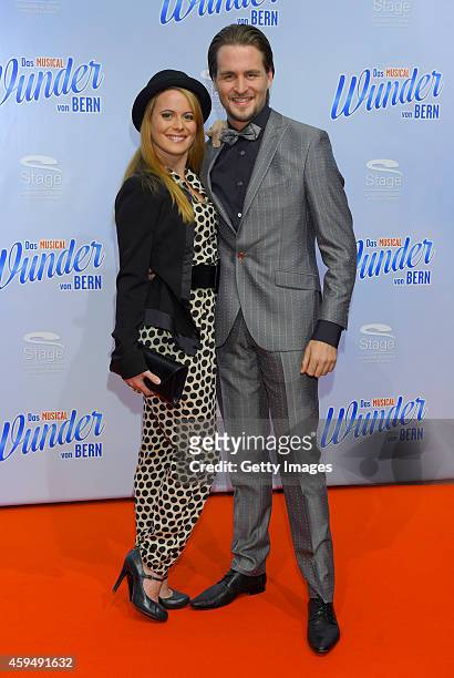 Alexander Klaws and Nadja Scheiwiller attend the 'Das Wunder von Bern' musical premiere on November 23, 2014 in Hamburg, Germany.