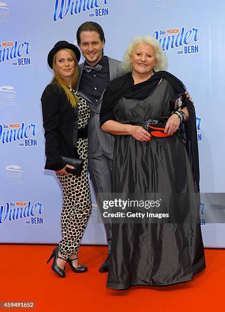 Nadja Scheiwiller, Alexander Klaws and Marika Lichter attend the 'Das Wunder von Bern' musical premiere on November 23, 2014 in Hamburg, Germany.