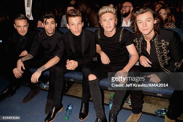 Singers Liam Payne, Zayn Malik, Louis Tomlinson, Niall Horan and Harry Styles of One Direction attend the 2014 American Music Awards at Nokia Theatre...