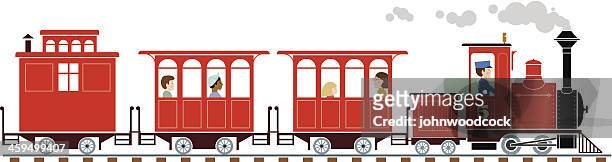 ilustrações de stock, clip art, desenhos animados e ícones de trem vermelho - locomotiva