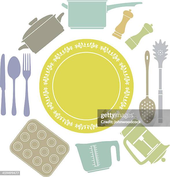 ilustra�ções, clipart, desenhos animados e ícones de círculo de utensílios de cozinha - caneca de medidas