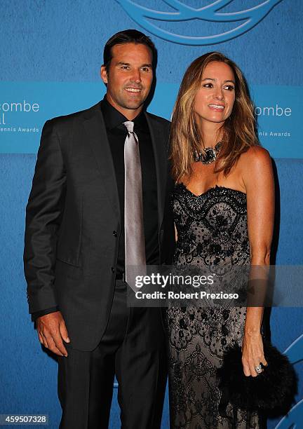 Pat Rafter and Lara Rafter arrive at the 2014 Newcombe Medal Awards at Crown Palladium on November 24, 2014 in Melbourne, Australia.