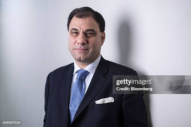 Karan Bilimoria, founder and chairman of Cobra Beer Ltd., poses for a photograph following a Bloomberg Television interview in London, U.K., on...