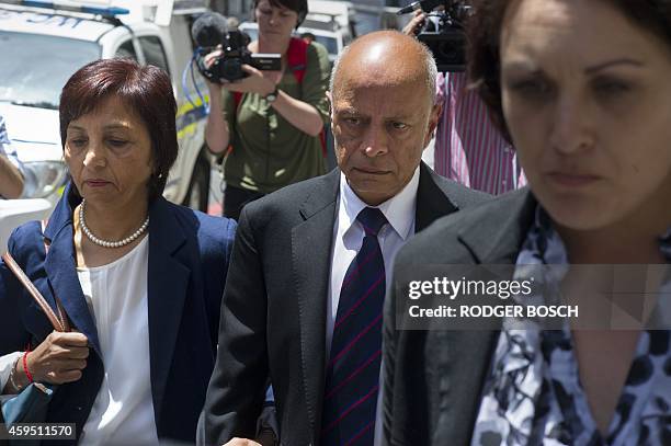 Prakash, and Snila Dewani, father and mother of British murder accused, Shrien Dewani, leave the Western Cape High court, after attending the his...