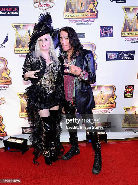 Publisher Sally Steele and singer Stephen Pearcy arrive at The 5th annual Vegas Rocks! Magazine Music Awards at The Pearl Concert Theater at the...