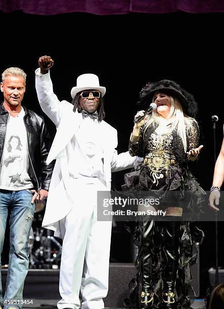 Rapper Flavor Flav and publisher Sally Steele perform during The 5th annual Vegas Rocks! Magazine Music Awards at The Pearl Concert Theater at the...