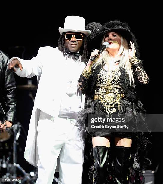 Rapper Flavor Flav and publisher Sally Steele perform during The 5th annual Vegas Rocks! Magazine Music Awards at The Pearl Concert Theater at the...