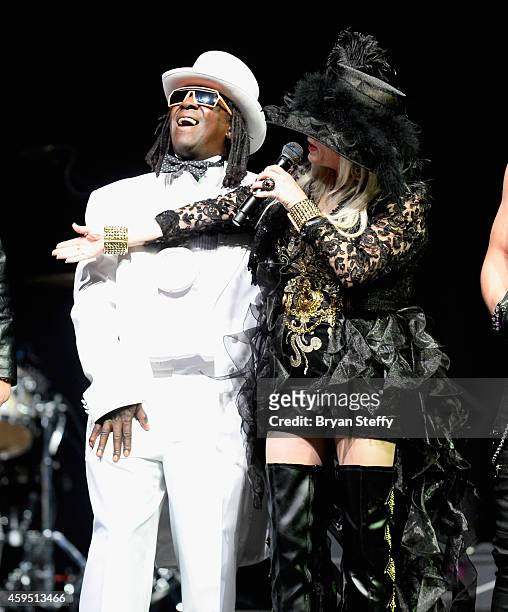 Rapper Flavor Flav and publisher Sally Steele perform during The 5th annual Vegas Rocks! Magazine Music Awards at The Pearl Concert Theater at the...