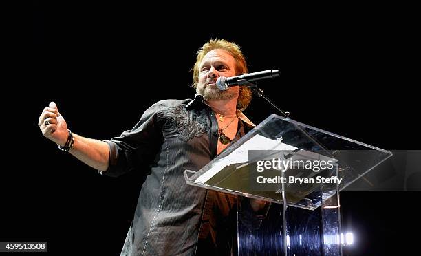 Bassist Michael Anthony speaks during The 5th annual Vegas Rocks! Magazine Music Awards at The Pearl Concert Theater at the Palms Casino Resort on...