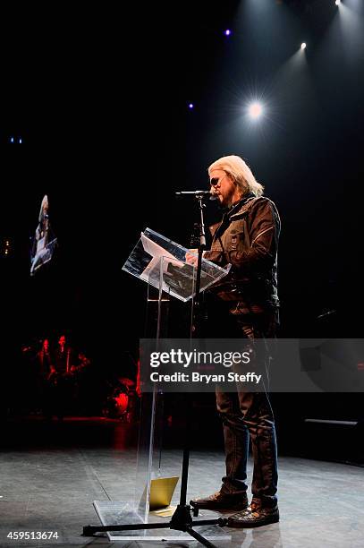 Guitarist John 5 speaks during The 5th annual Vegas Rocks! Magazine Music Awards at The Pearl Concert Theater at the Palms Casino Resort on November...