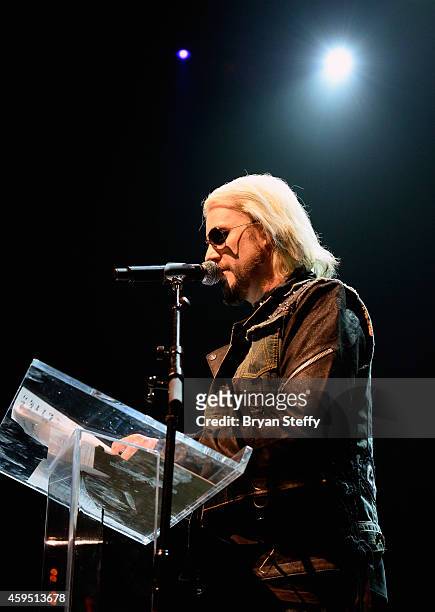 Guitarist John 5 speaks during The 5th annual Vegas Rocks! Magazine Music Awards at The Pearl Concert Theater at the Palms Casino Resort on November...