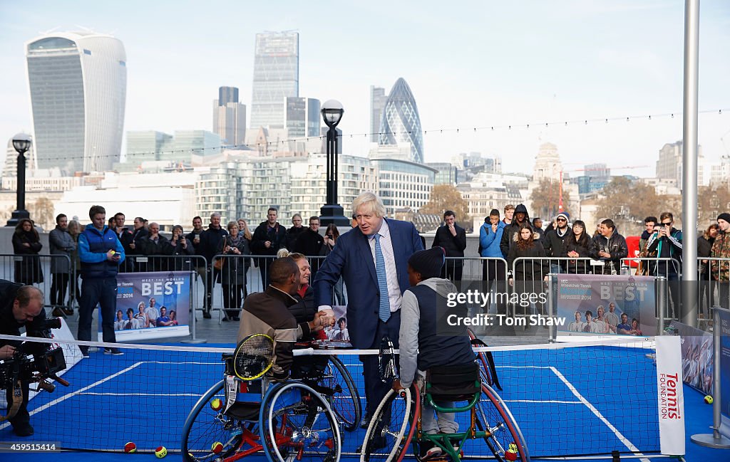 Boris Johnson Attends  Wheelchair Tennis Photocall