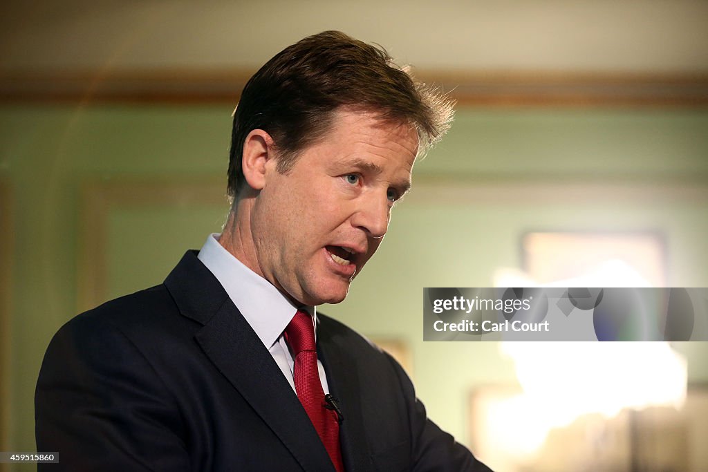 Deputy Prime Minister Nick Clegg Holds His Monthly Press Conference