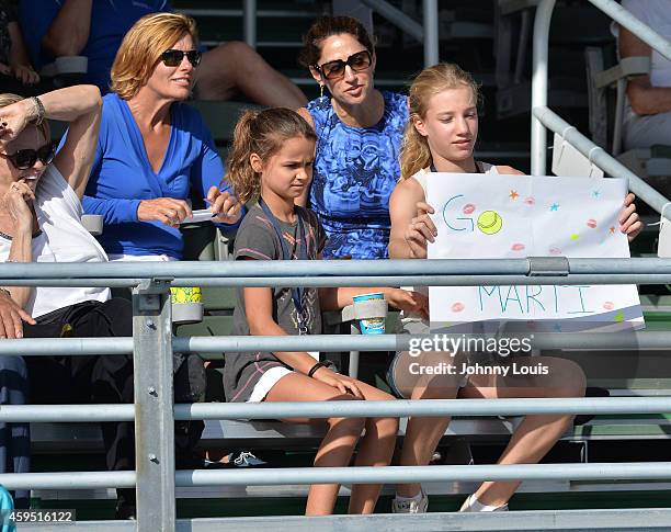 Emma Lemigova and Victoria Lemigova participate in the 25th Annual Chris Evert/Raymond James Pro-Celebrity Tennis Classic at Delray Beach Tennis...