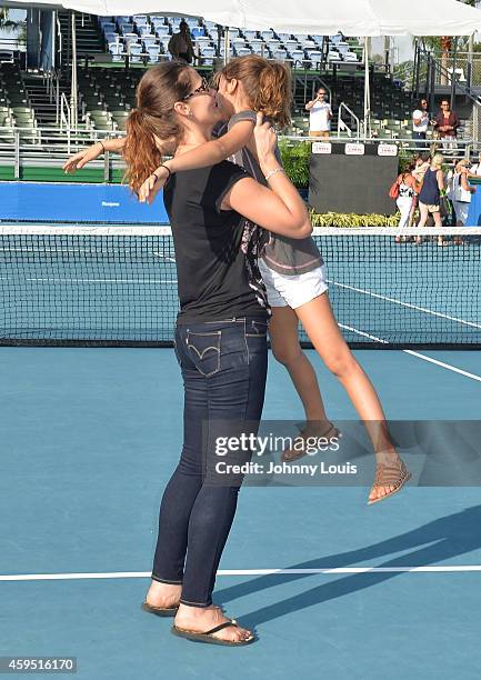 Julia Lemigova and Emma Lemigova participate in the 25th Annual Chris Evert/Raymond James Pro-Celebrity Tennis Classic at Delray Beach Tennis Center...