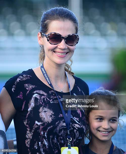 Julia Lemigova and Emma Lemigova participate in the 25th Annual Chris Evert/Raymond James Pro-Celebrity Tennis Classic at Delray Beach Tennis Center...