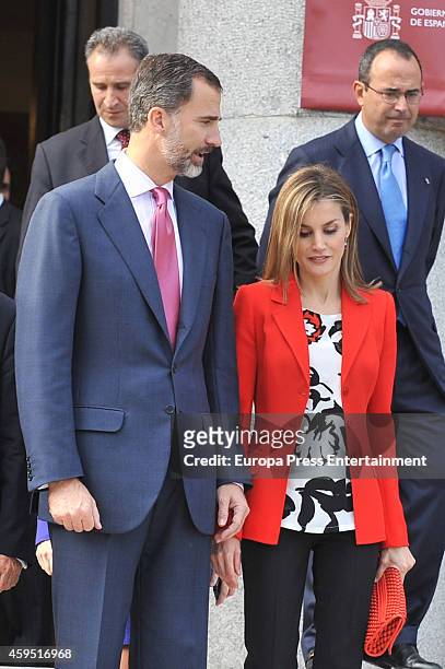 King Felipe VI of Spain and Queen Letizia of Spain attend the 75th aniversary of CSIC at CSIC headquarters on November 24, 2014 in Madrid, Spain.