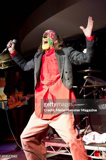 Frontman Arthur Brown of psychedelic rock group The Crazy World Of Arthur Brown performing live on stage at the 2013 Hard Rock Hell festival in...