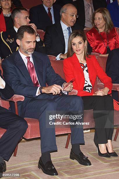 King Felipe VI of Spain and Queen Letizia of Spain attend the CSIC 75th anniversary event on November 24, 2014 in Madrid, Spain.