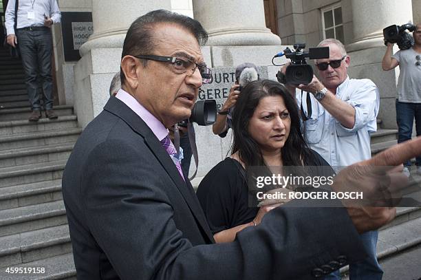 Vinod Hindocha , father of murder victim, Anni Dewani, leaves the Western Cape High court, after attending his son-in-law, Shrien Dewani's trial on...