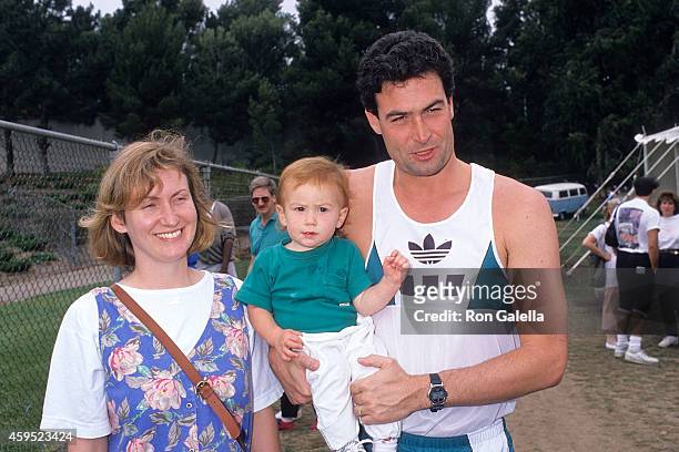Actor Daniel McVicar, wife Darling and son Hank attend McDonald's Jackie Joyner-Kersee Invitational on June 10, 1989 at Drake Stadium, UCLA in...