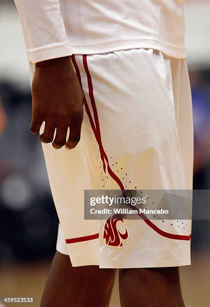 View of a Nike basketball uniform worn by a player for the Washington State Cougars prior to the game against the UTEP Miners at Beasley Coliseum on...