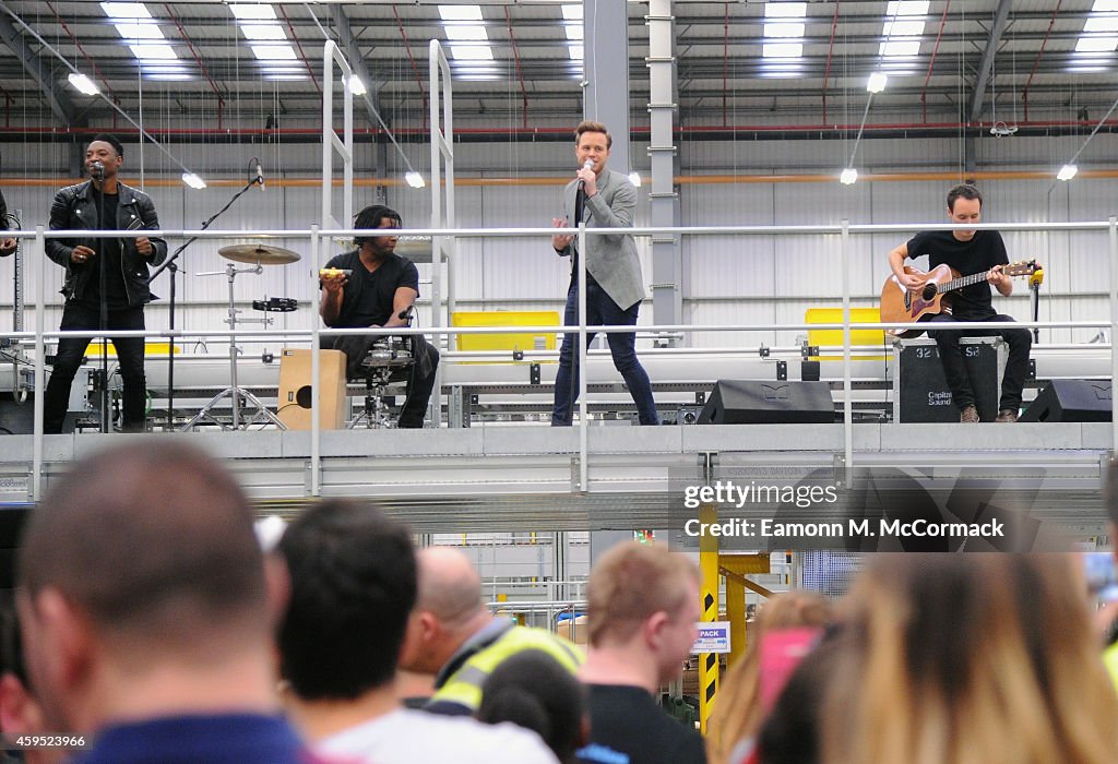 Olly Murs Visits Amazon's Hemel Hempstead Fulfilment Centre During Black Friday Deals Week