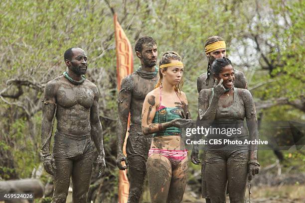 Getting to Crunch Time" - Jeremy Collins, Reed Kelly, Baylor Wilson, Alec Christy and Natalie Anderson during the ninth episode of Survivor 29,...